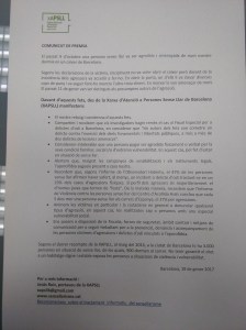 comunicat XAPSLL condemna agresió